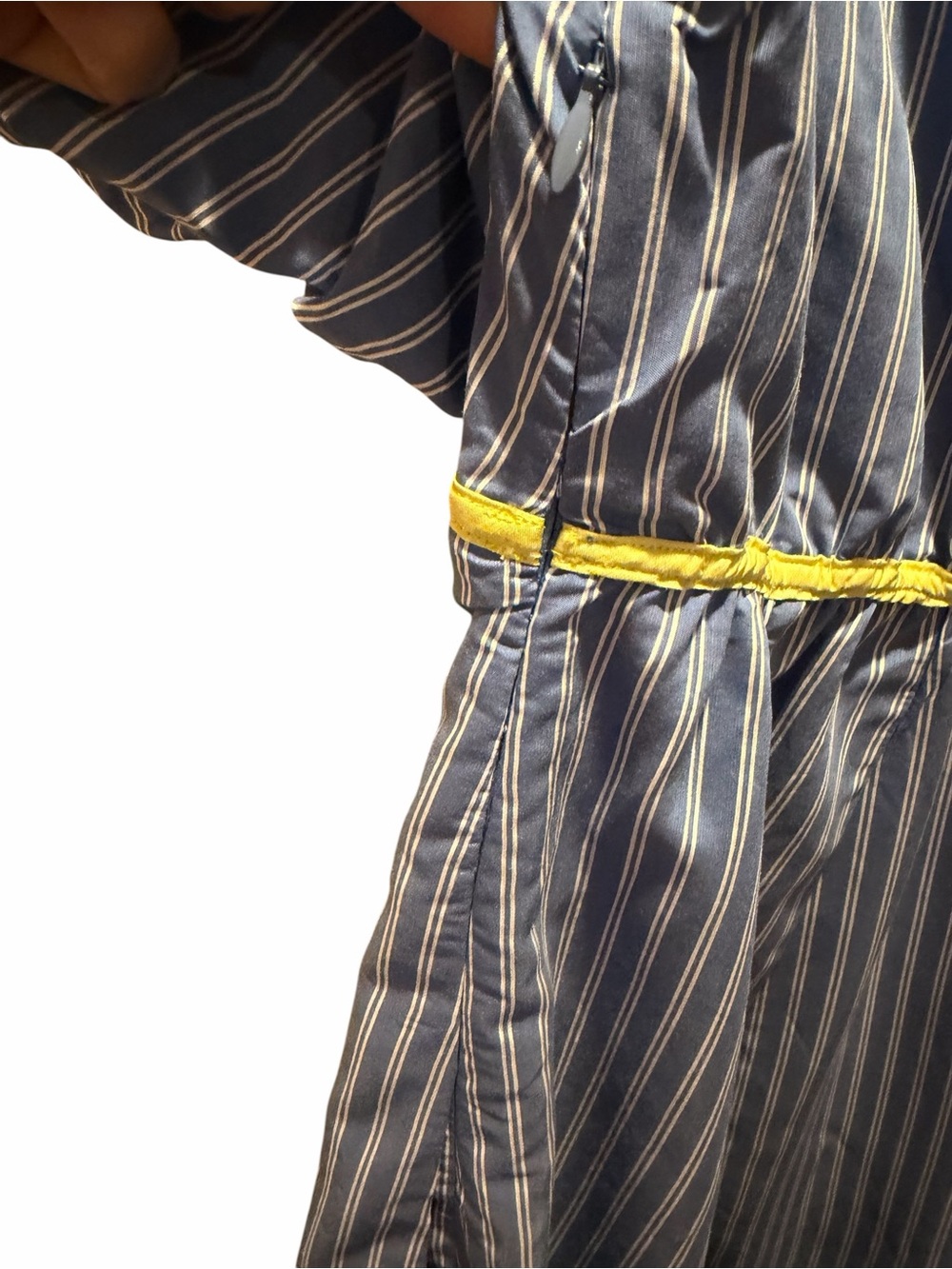 Anthropologie Blue & White Striped Tie-Front Mini Dress with Yellow Trim MEDIUM - Picture 6 of 9